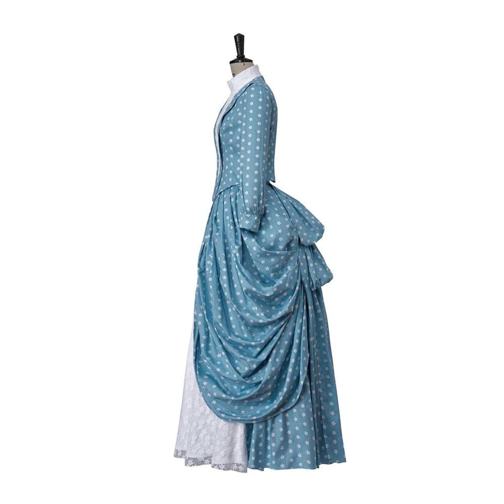 iSHOWcos Gilded Age Marian Brook Cosplay Costume Women's Blue Floral Lace Dress - Image 3